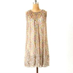 ANTHROPOLOGIE Rina Dhaka Pleated Beaded Goddess Swing Dress Size Medium